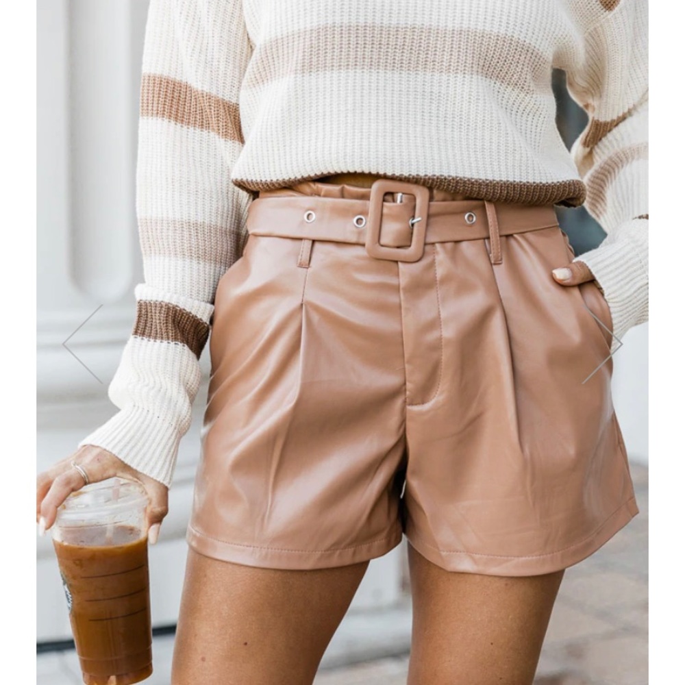 NWT Belted Pleather Shorts